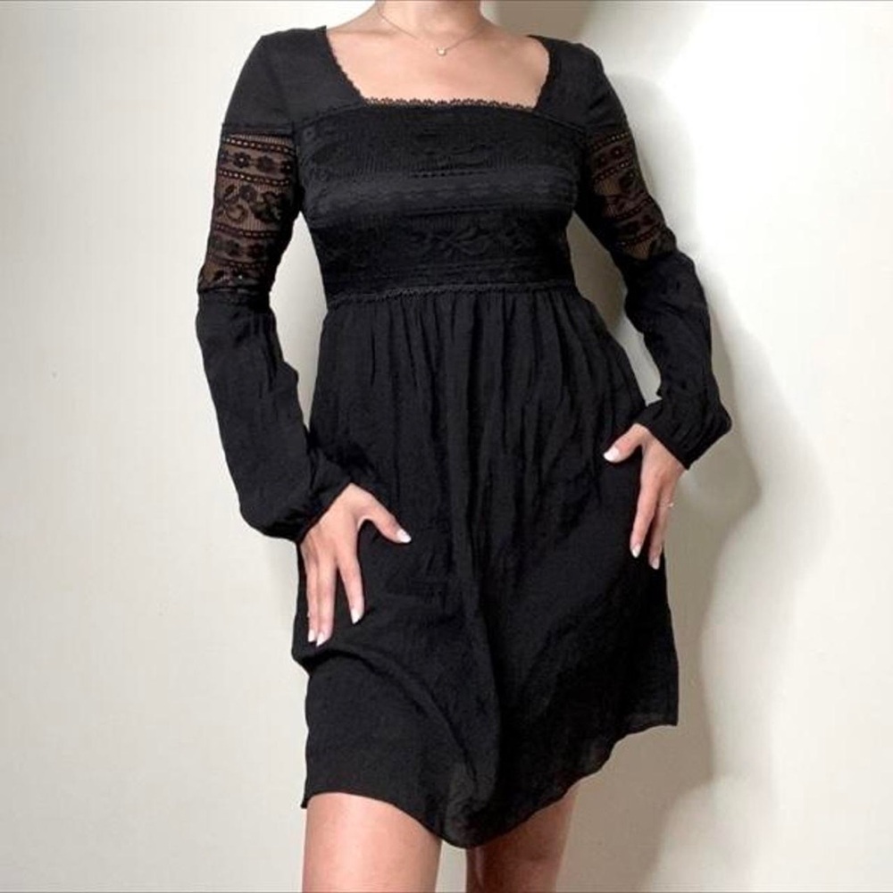 A Byer size 3 black gauze lace cottagecore dress - Picture 1 of 8